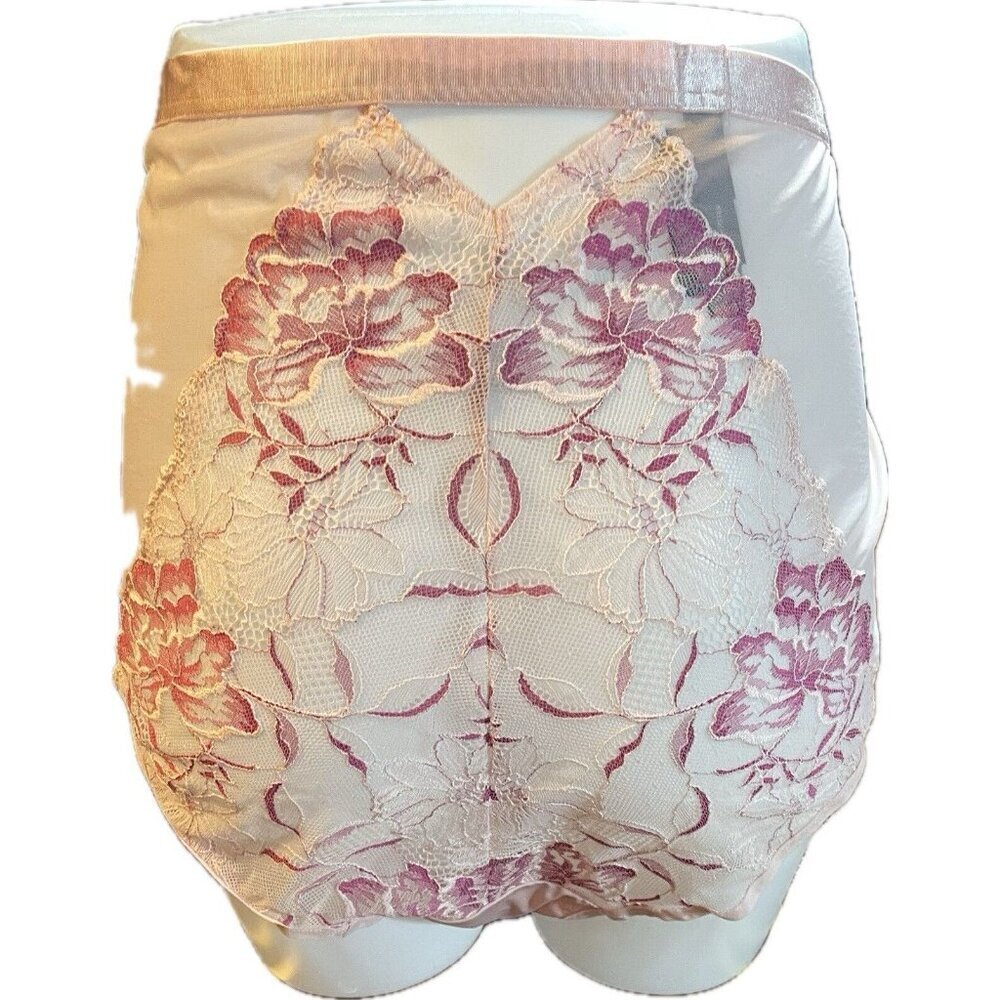 Torrid +6 Pink Floral Lace Mesh Stretch Waistband Keyhole Back Hipster Panties - Picture 4 of 5